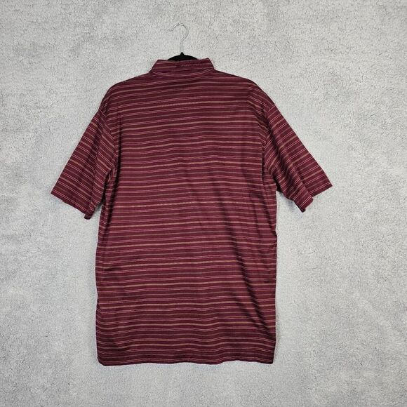 Lenor Romano Striped Polo Shirt Henley Mens Large Made in Italy Maroon Red/Gold - Picture 4 of 7